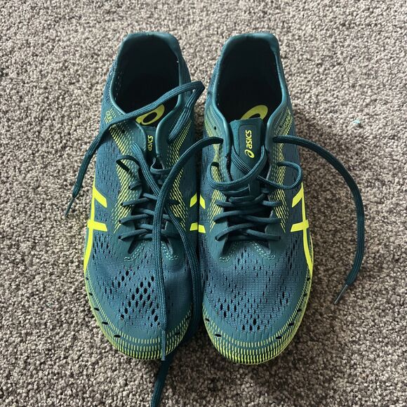 Size 8.5 - ASICS Gun Lap 2 Velvet Pine Safety Yellow Track Shoes - Picture 1 of 5